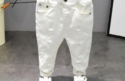 White Broken Caverns Cowboy Trousers
