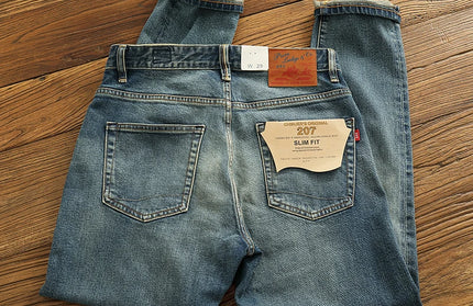 Jeans for Men Retro Slim Straight Stretch