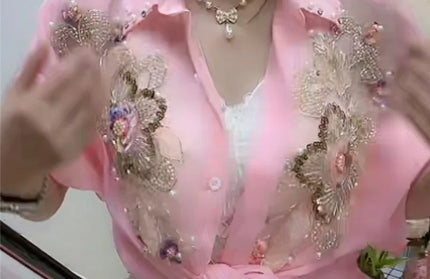 Bead Pearl Blouse Summer