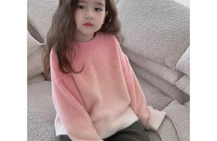 Round Neck Pink Childrens Pullover