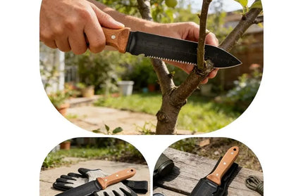 Garden Knife,7" Stainless Steel Blade, Wooden Handle