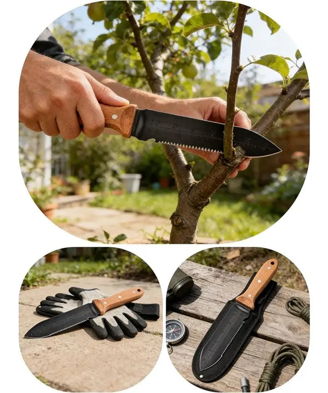 Garden Knife,7" Stainless Steel Blade, Wooden Handle