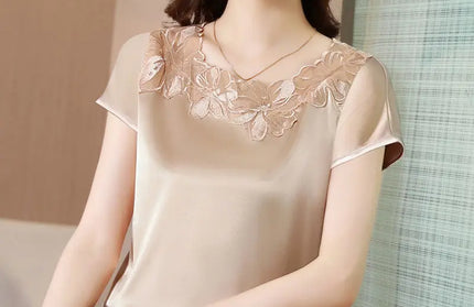 Outerwear Satin Short Sleeve T-shirt