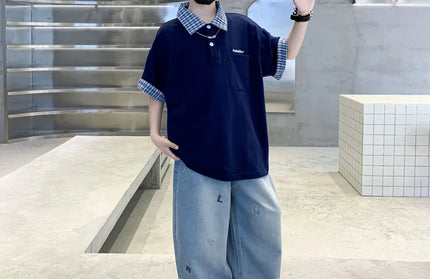 Short-Sleeve Polo Shirt Top+ Denim Pants