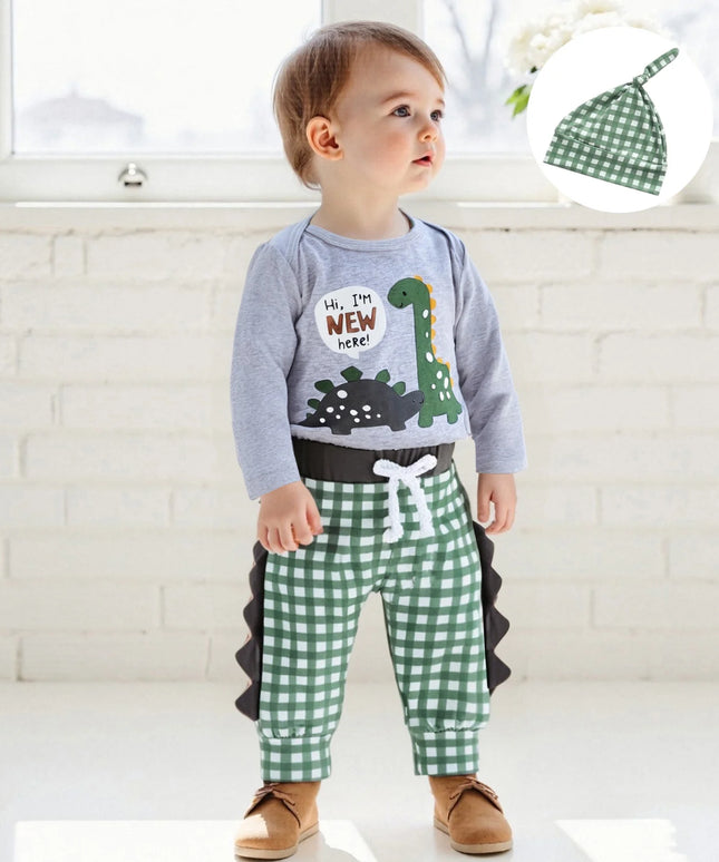 Outfit Dinosaur Print Long Sleeve Rompers