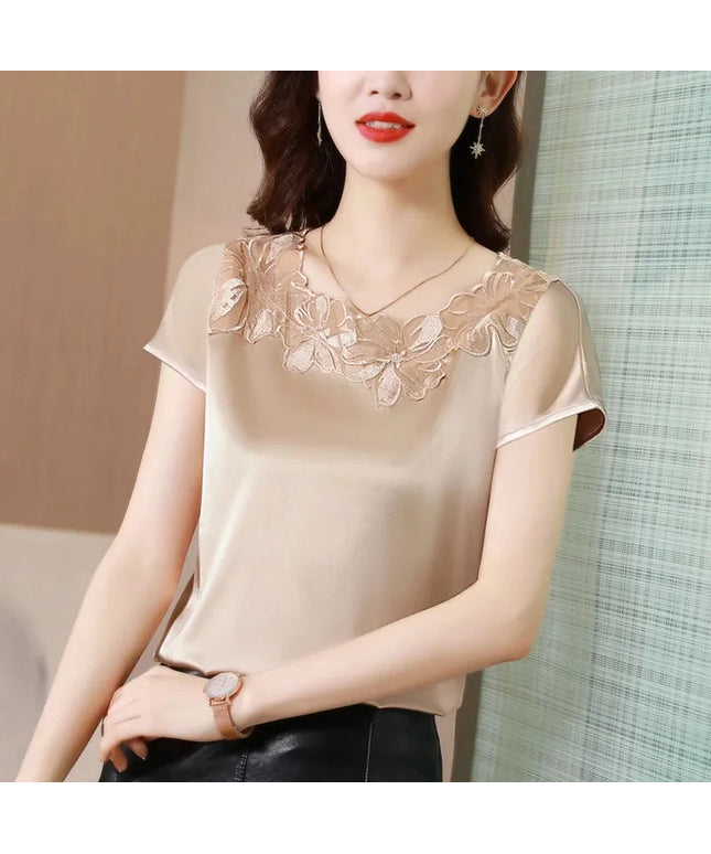 Outerwear Satin Short Sleeve T-shirt