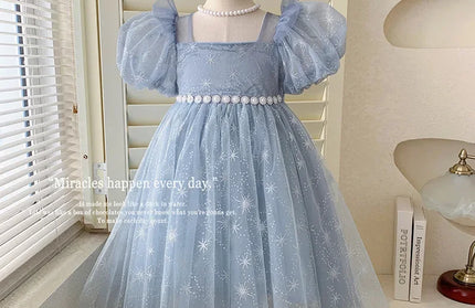 Ethereal Puff-Sleeve Tulle Princess Dress