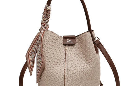 Stylish Solid Color Woven Effect Handbag