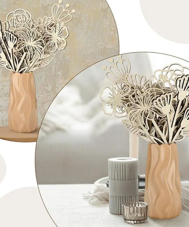 10Pcs Wooden Flowers Wildflowers
