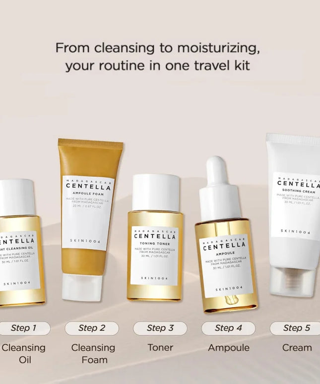 Korean Centella Travel Kit, Toner,Ampoule,Soothing Cream