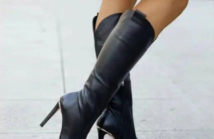 High Heels Women Mid-calf Boots Side Zip