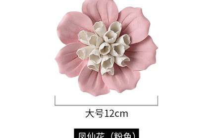 Handmade ceramic flowers wall decor