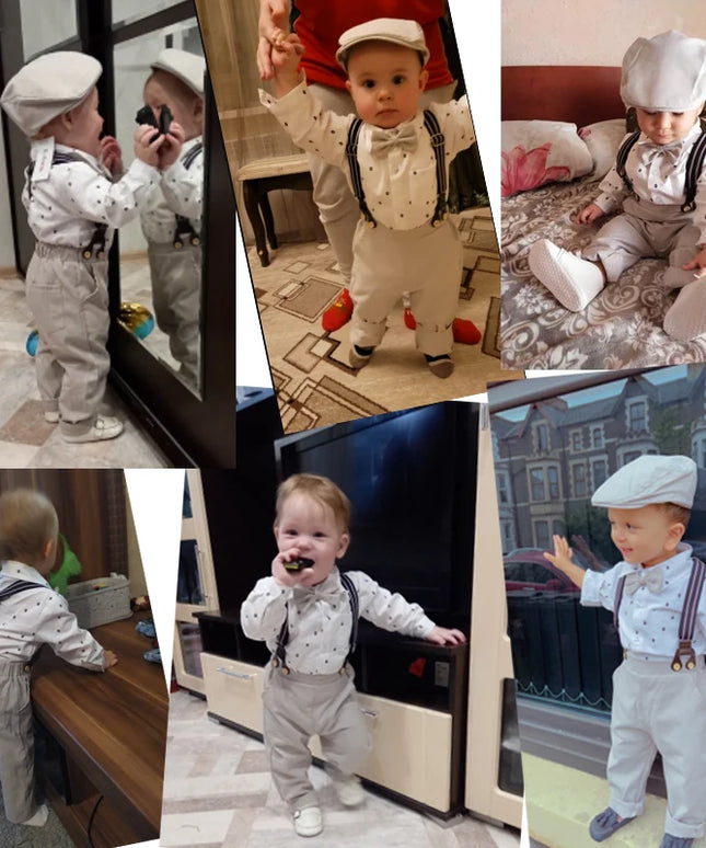 Romper Clothes Set with Bow Hat Cotton