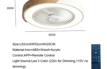 52CM  Ceiling Fan Light Lamp 220V APP +Remote Control Fans