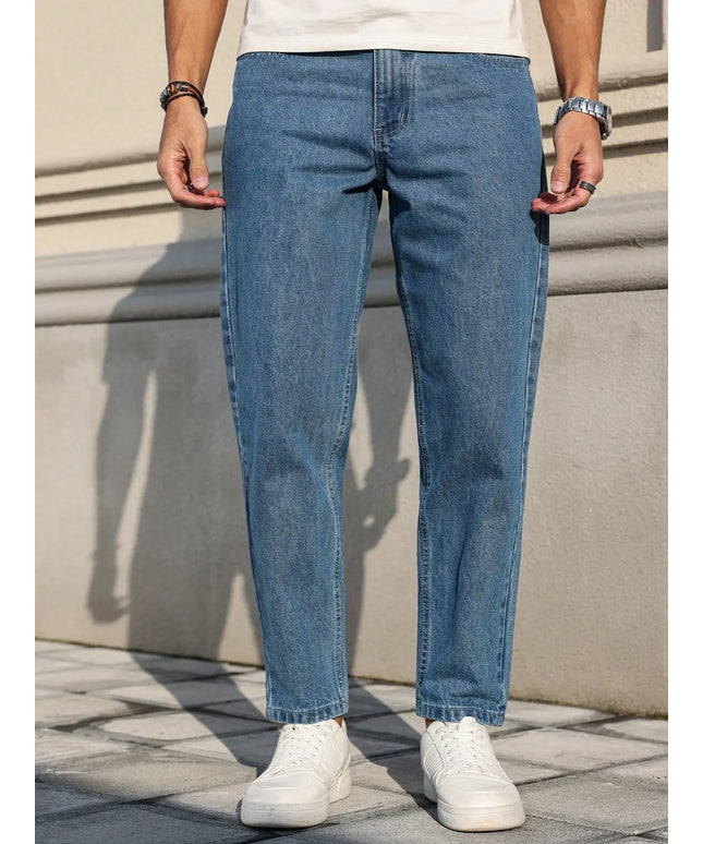 Classic Blue Denim Fabric with A Loose Fit