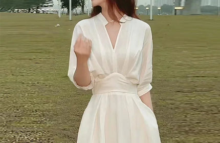 Spring Autumn French Style Women Fashion Shirt Dresses