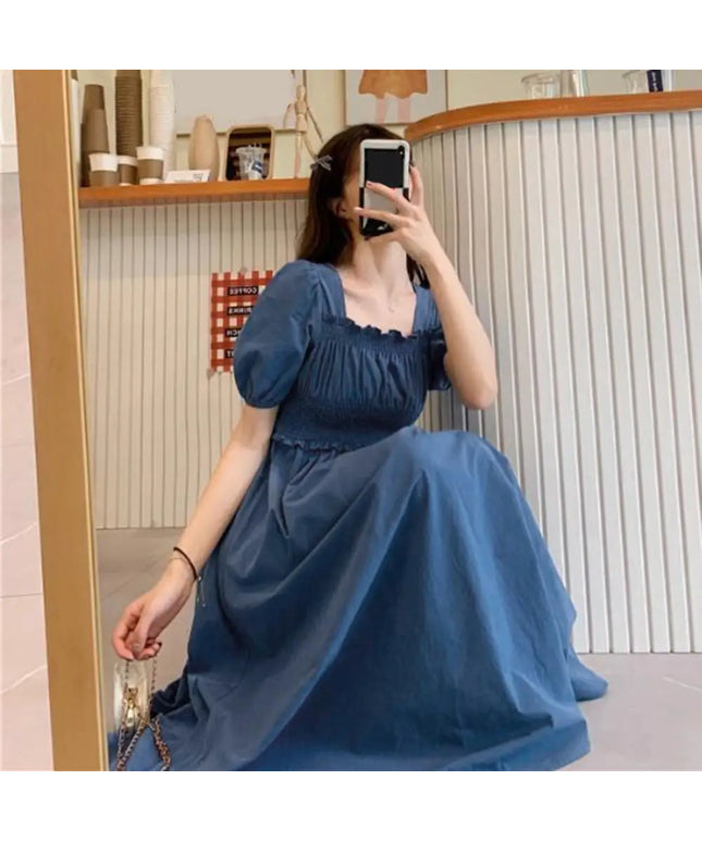 Puff Sleeves Midi Dress Summer