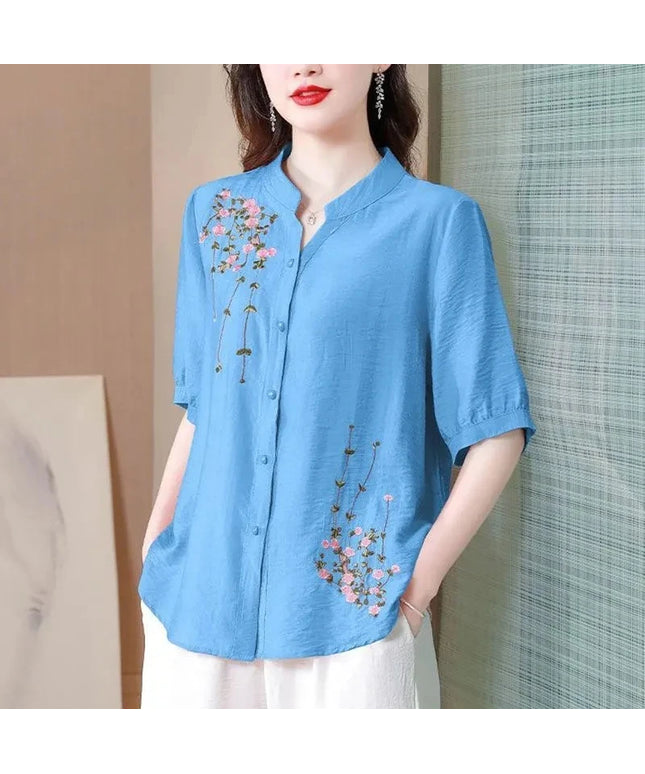 Fashion Embroidered Short Sleeved