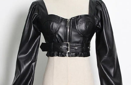 Leather Crop Long Sleeves