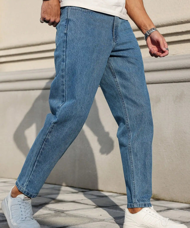 Classic Blue Denim Fabric with A Loose Fit