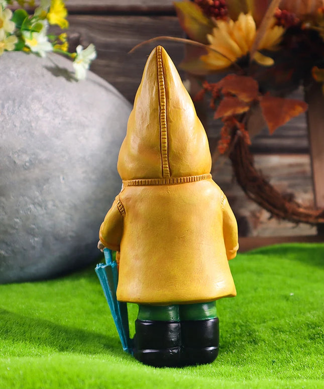 Yellow Gnome with Umbrella, Outdoor Landscape Decoration