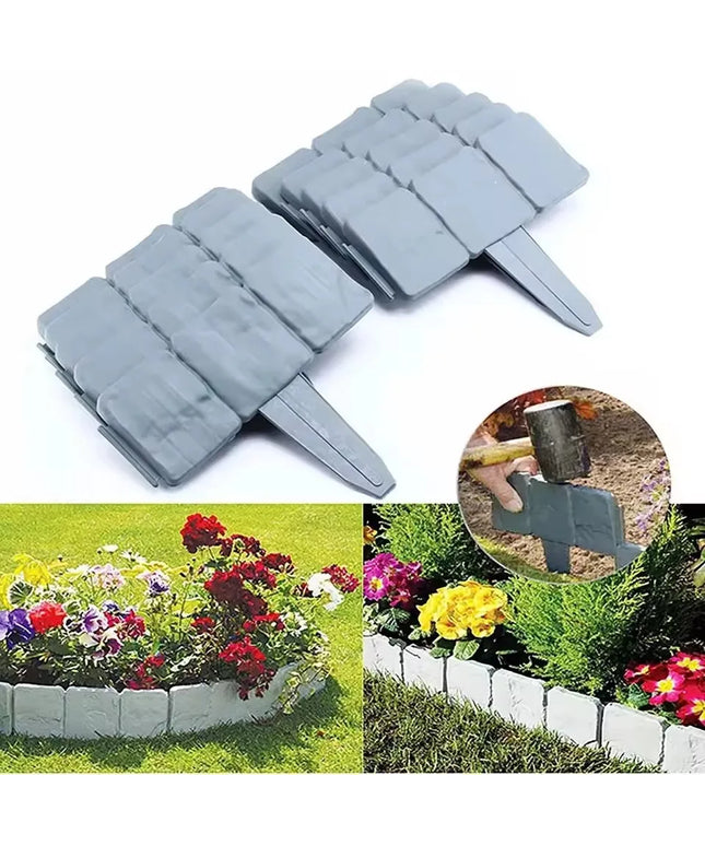10Pcs Home Garden Border Edging Plastic Fence Stone DIY Yard Landscap