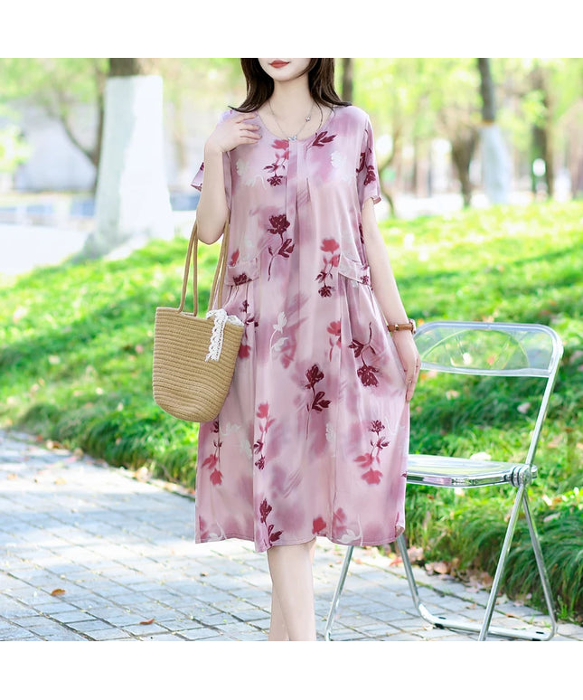 Summer Dresses O-neck Print Long Dress