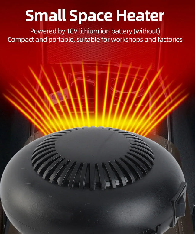 Electric Heater Fan Electric Portable 2 Gear  Space Heater 18V Battery Powered 170W