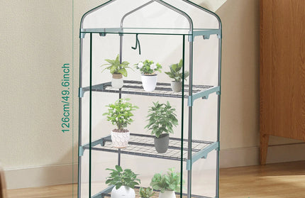 4-Tier Walk-In Greenhouse with Waterproof Cover & Ventilation