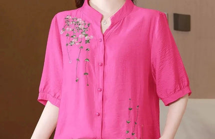 Fashion Embroidered Short Sleeved
