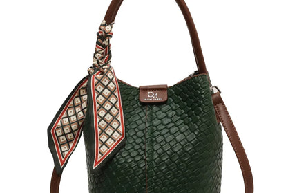 Stylish Solid Color Woven Effect Handbag