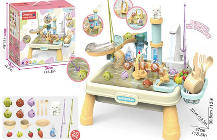 : water, food and fruit washing simulation bowl, automatic kitchen, magnetic fishing, educational toys