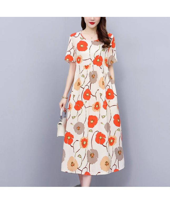 Women O-Neck Print Vintage