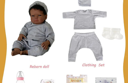 Realistic Baby Dolls Black Boy 50cm