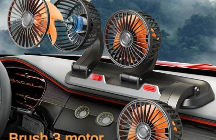 Car Fan 360° Adjustable 3 Head Air Fan Automotive Electric Fan USB/12V/24V Fan 2 Speeds Car Silent Fan For Home Desk Office&Car