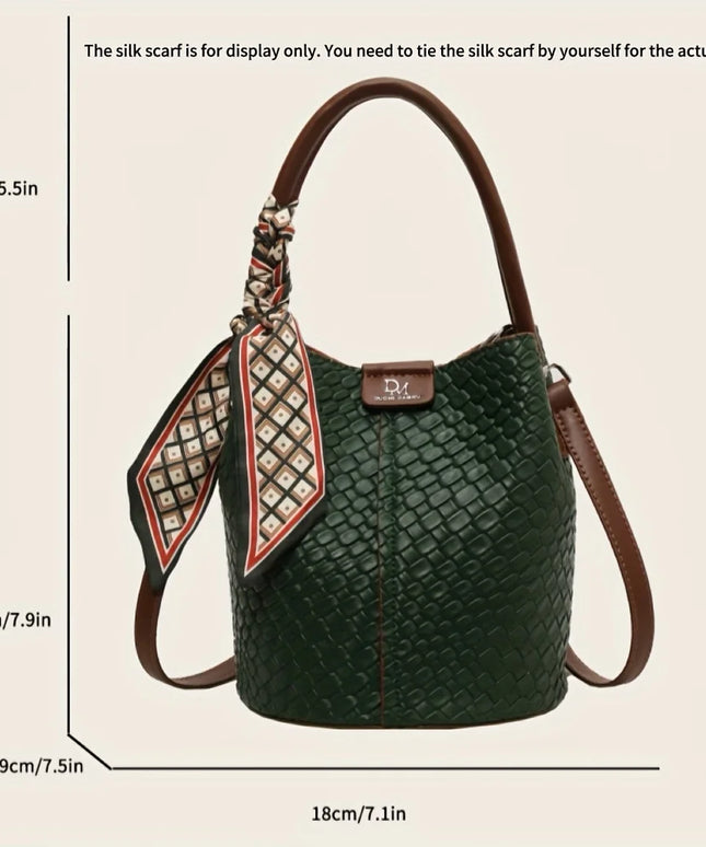 Stylish Solid Color Woven Effect Handbag