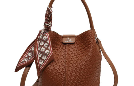Stylish Solid Color Woven Effect Handbag