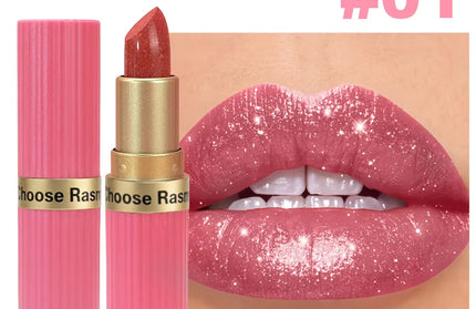 Pearlescent Pink Glitter Velvet Lipstick